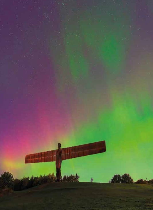 Aurora over the Angel of the North.