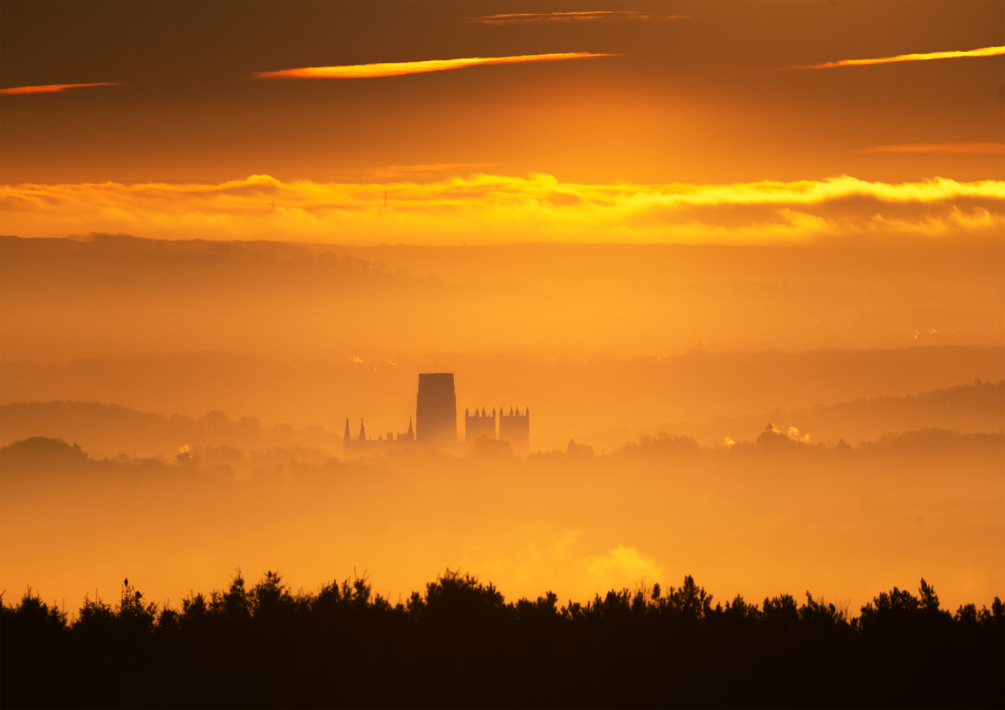 Durham Cathedral in the golden mist.