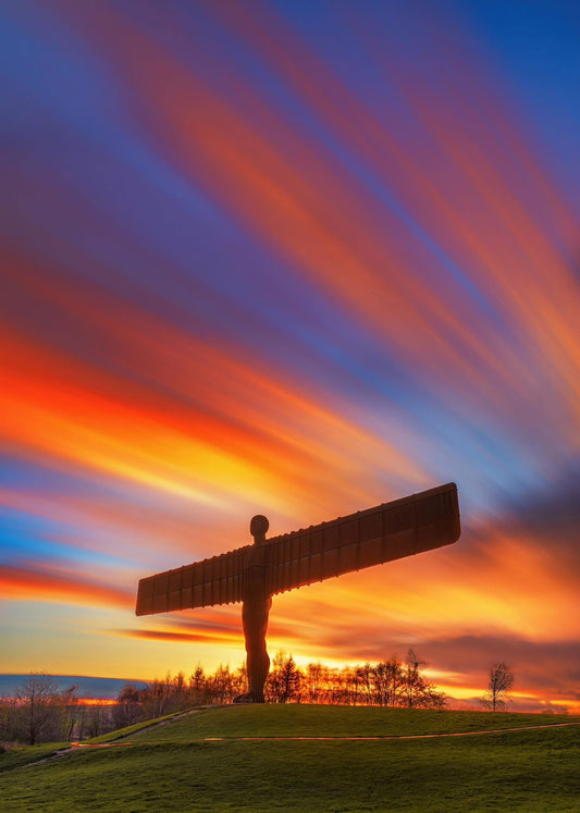 Streaky sunset clouds at the Angel of the North.
