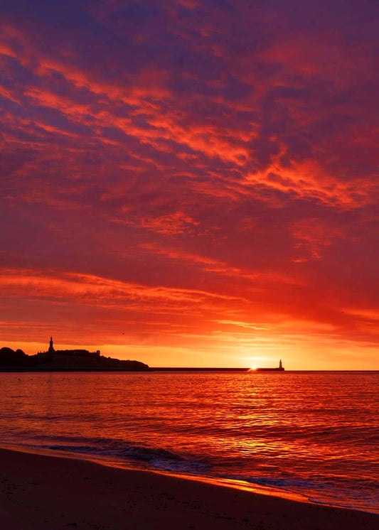An extraordinary sunrise from the mouth of the Tyne.