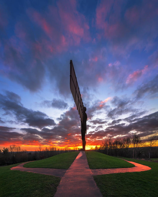 Beautiful sunset sky at the Angel of the North.