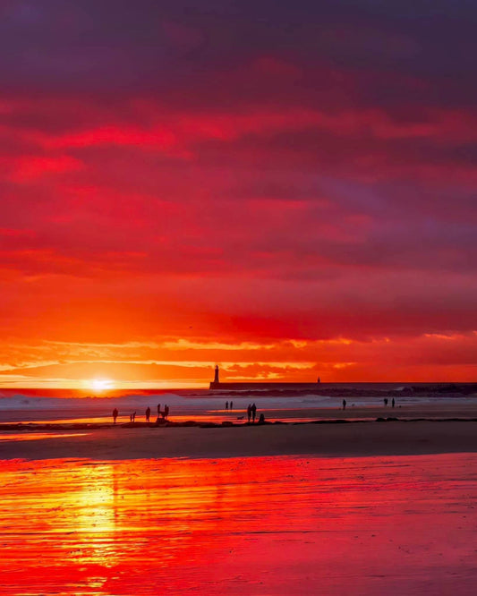 Blood red sunrise sky at Tynemouth.