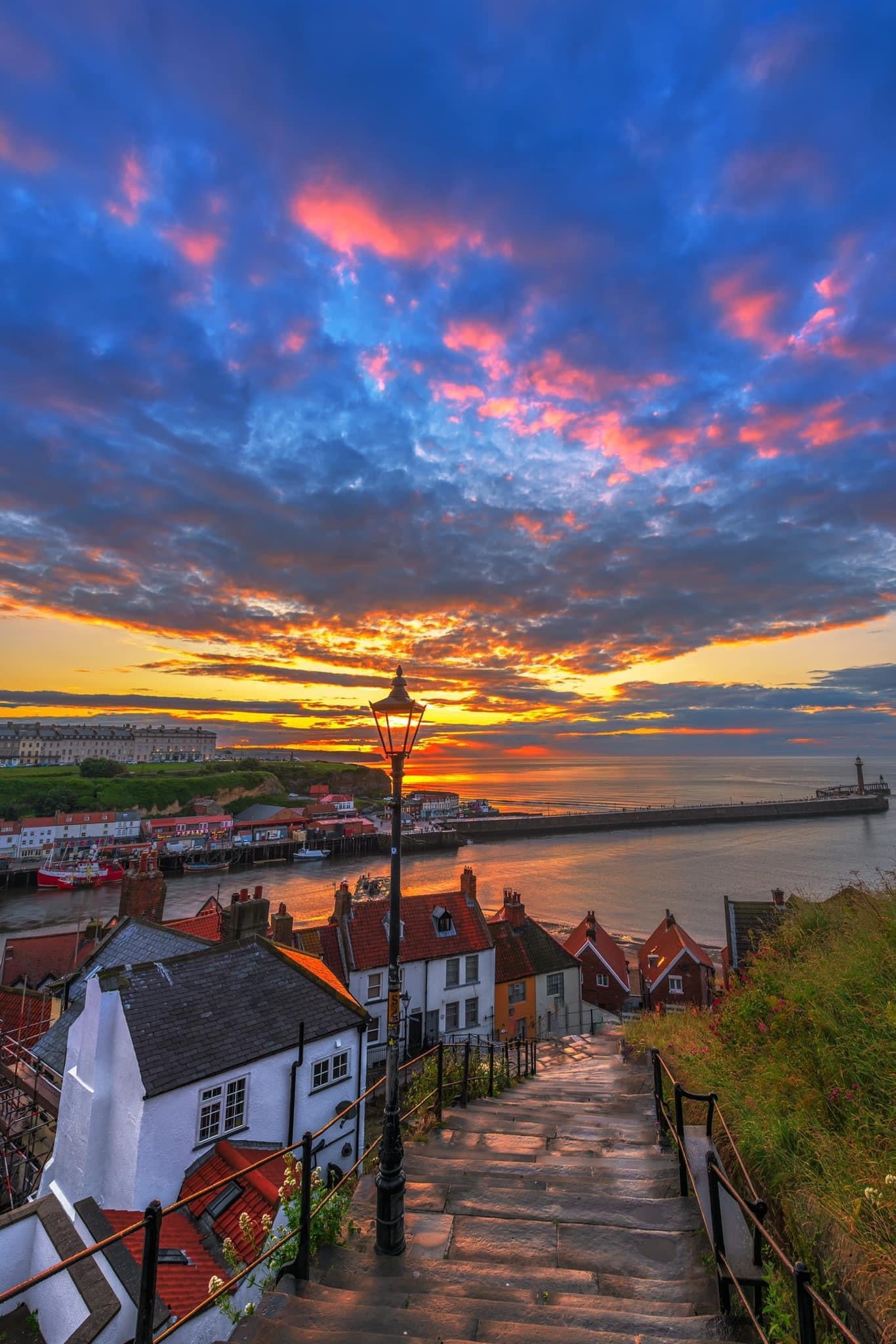 Whitby at sunset.