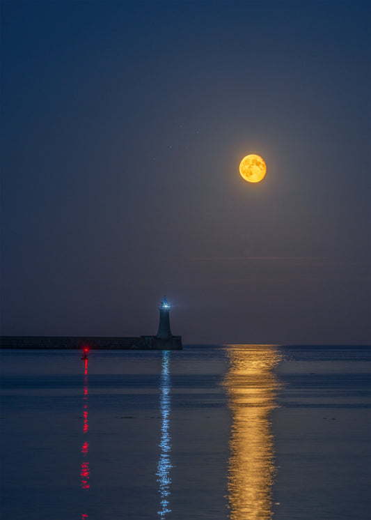 Serene moonlight scene from the Mouth of the Tyne.