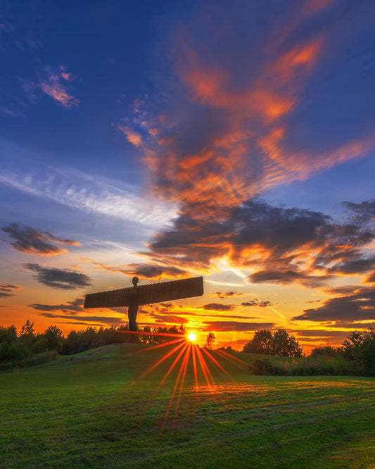 Splendid sunset at the Angel of the North.