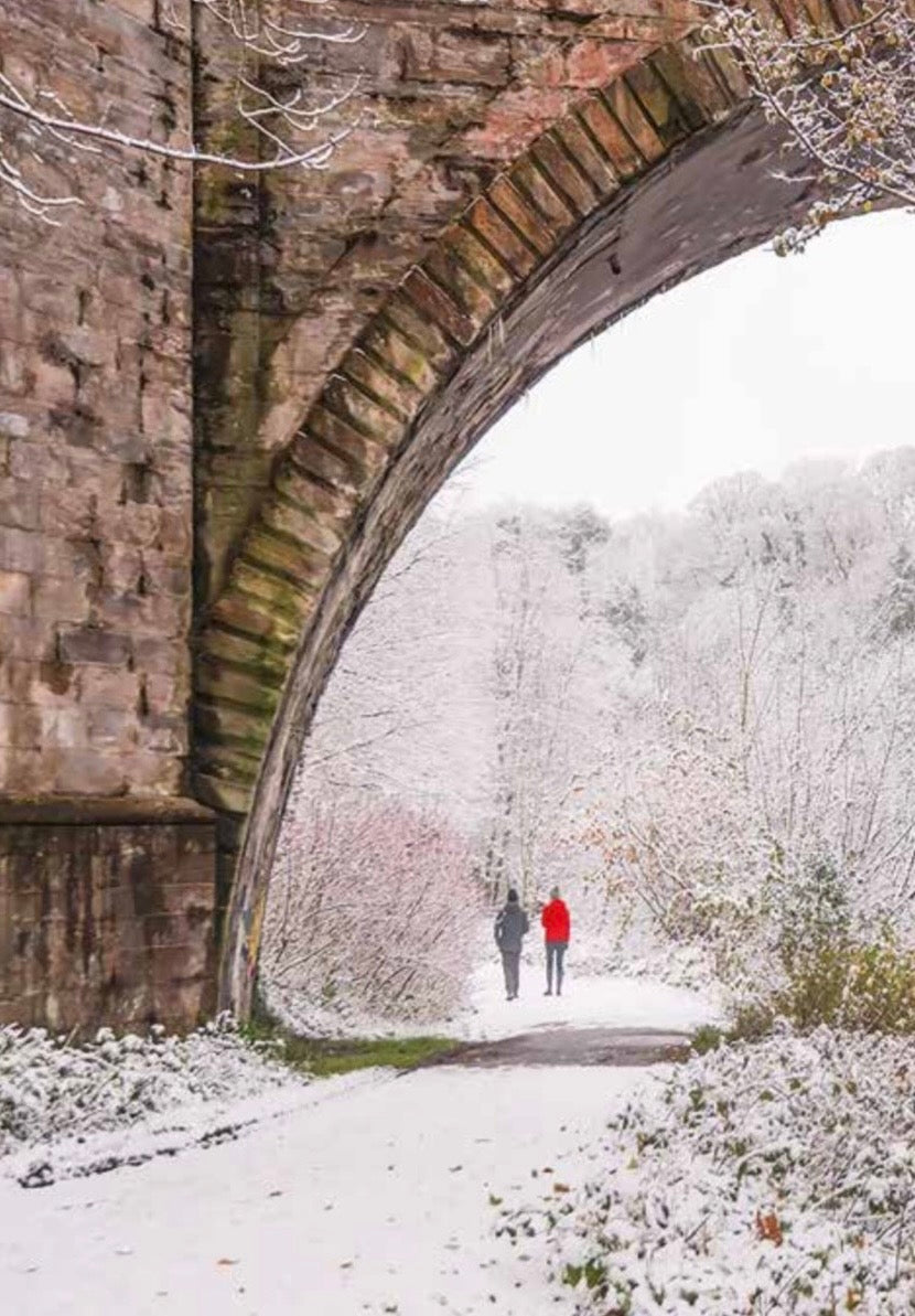 Under Prebends Bridge in a snowy Durham.