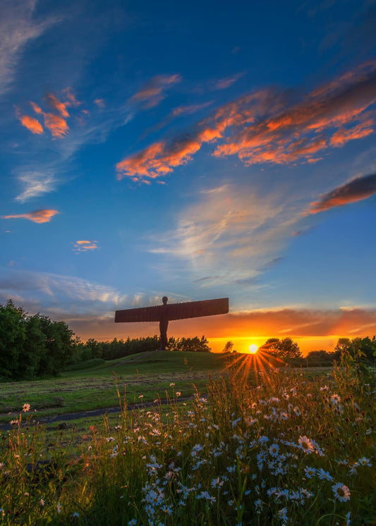 A springtime sunset at the Angel of the North.