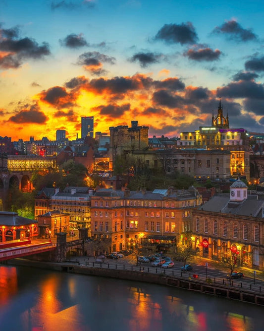 Vibrant sunset over Newcastle