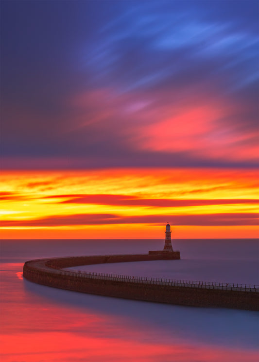 A long exposure of a very colourful  Roker Sunrise.