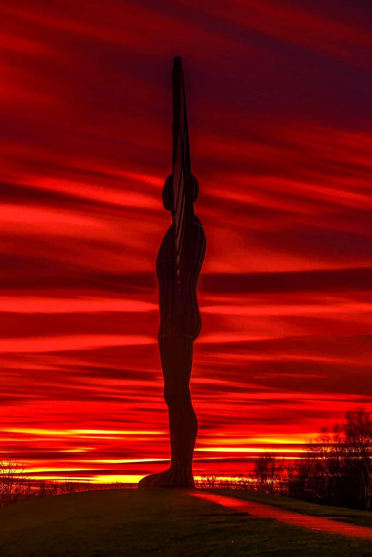 Colourful dramatic skies at the Angel of the North.