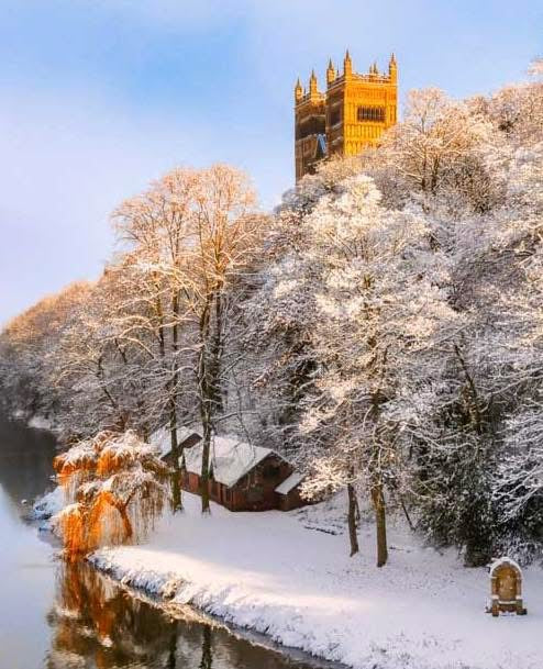 A winter view of the Durham Riverbanks.