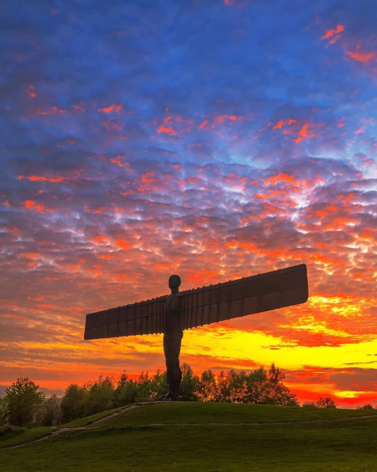 Beautiful sunset sky at the Angel of the North.