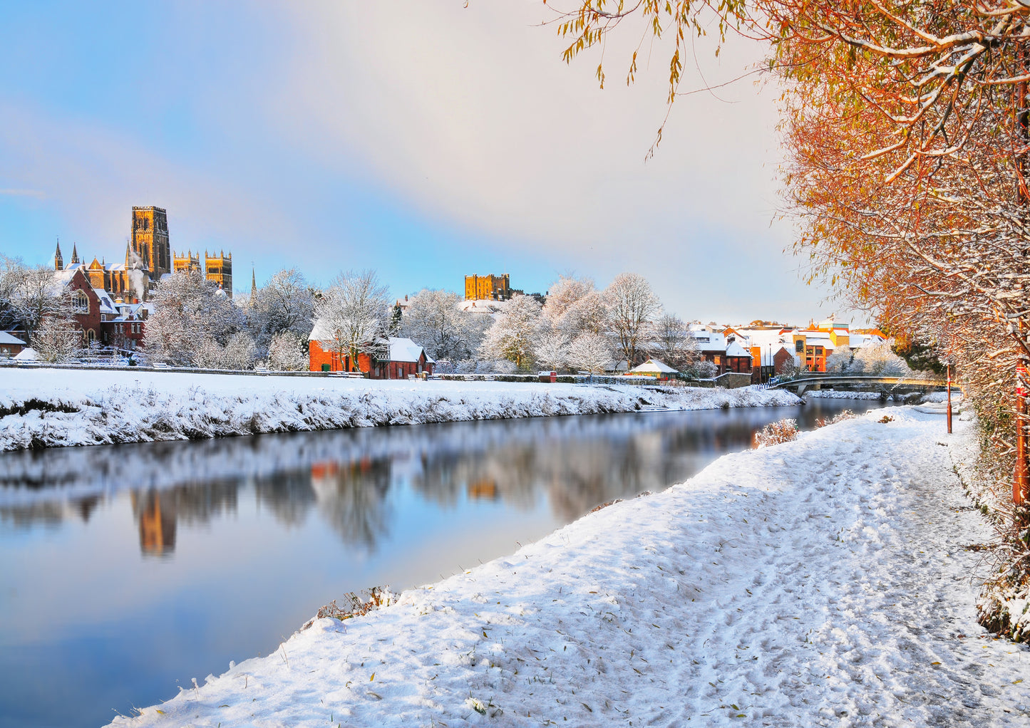 A crisp snowy afternoon in Durham.