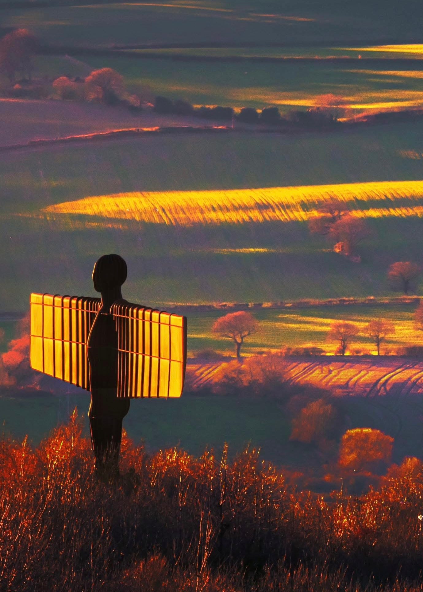Golden hour colours at the Angel of the North.