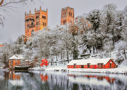 Snow on the Durham Riverbanks.