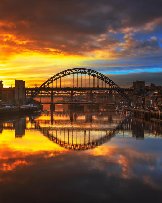 Tyne bridge reflections at sunset.