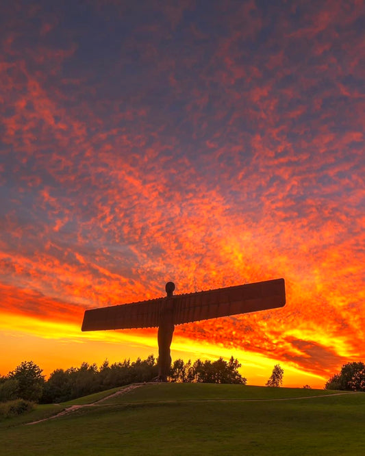 Beautiful sunset at the Angel of the North