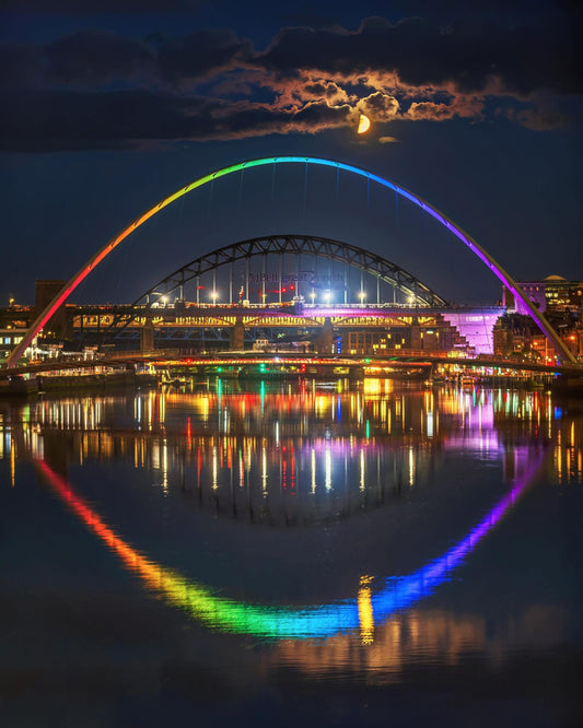 Two Bridges and a moon.