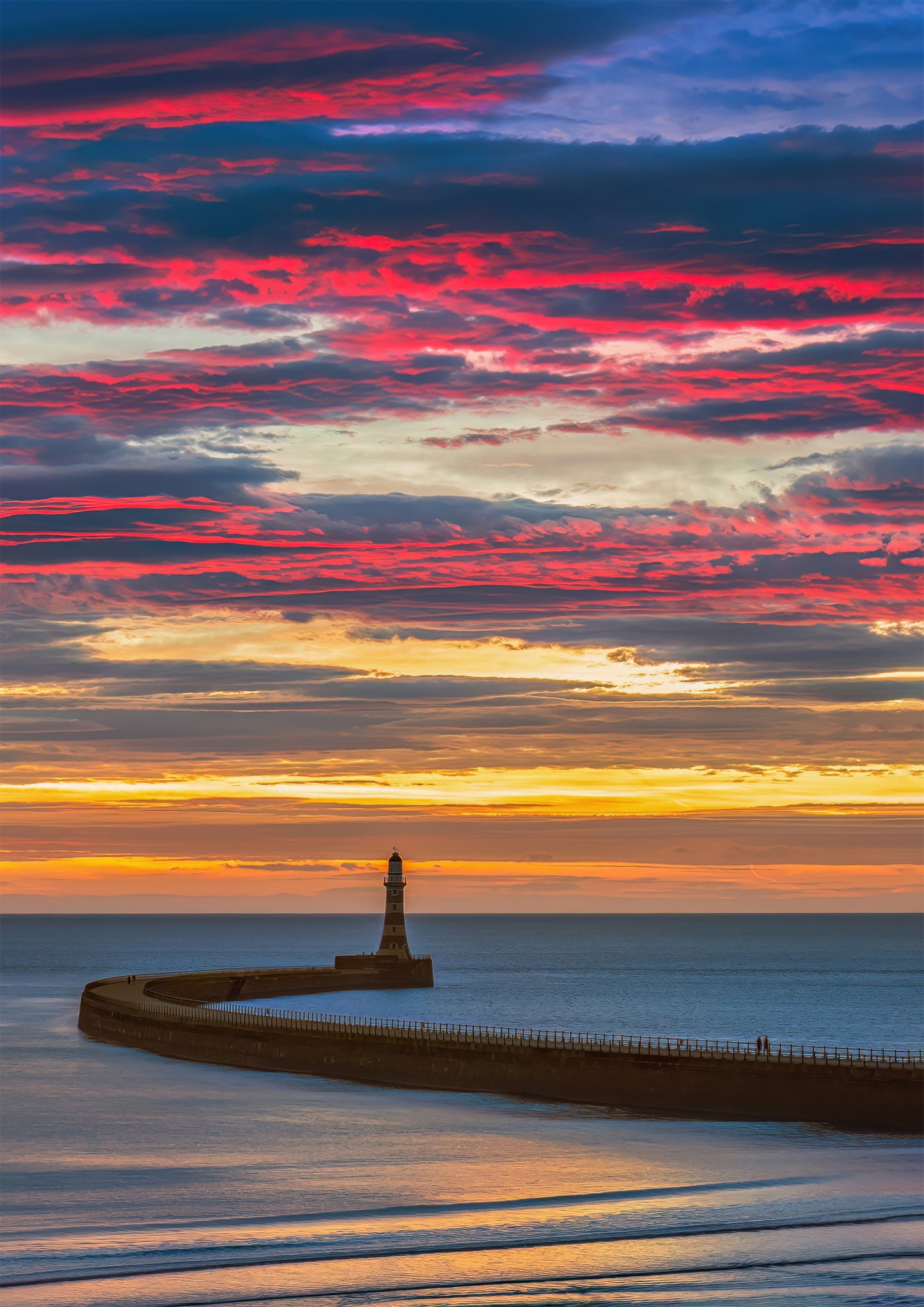 A colourful sunrise over Roker Pier.