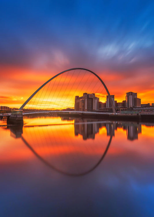 Beautiful sunrise colours over Millennium Bridge.