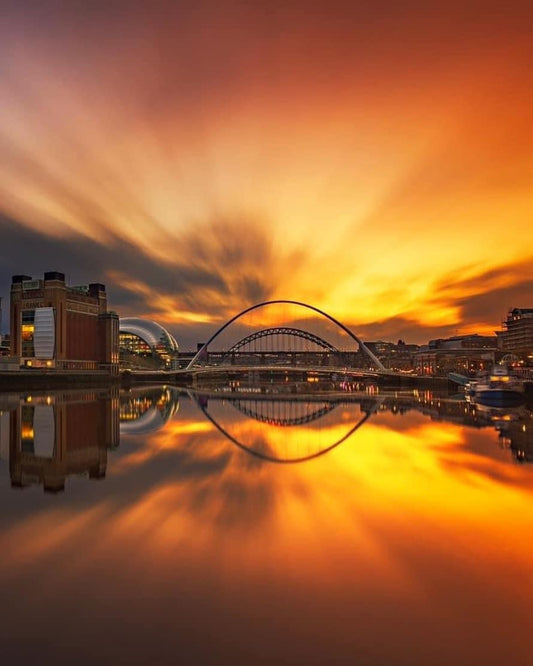 Golden glow over Newcastle Quayside.