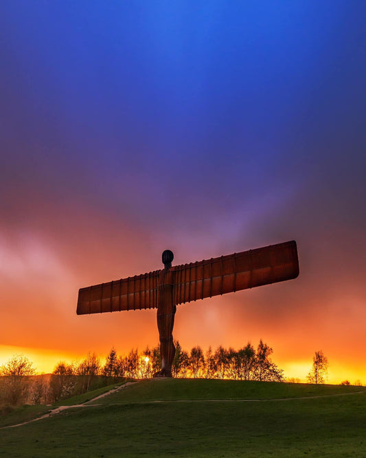 Golden sunset at the Angel of the North.