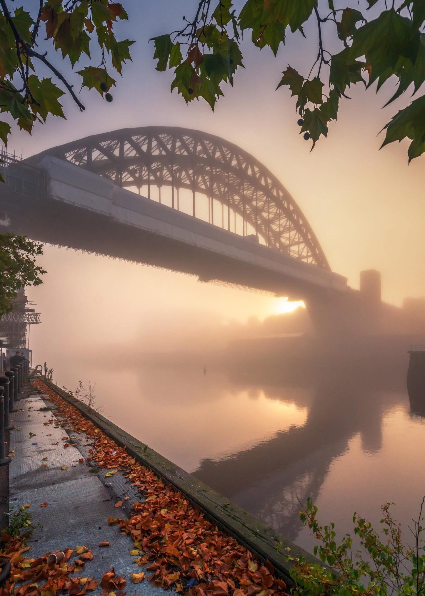 A misty autumn scene on Newcastle Quayside,