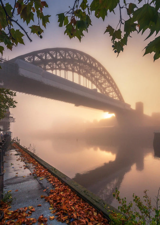 A misty autumn scene on Newcastle Quayside,