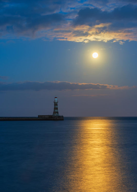 Moonlight tranquility at Roker Beach.