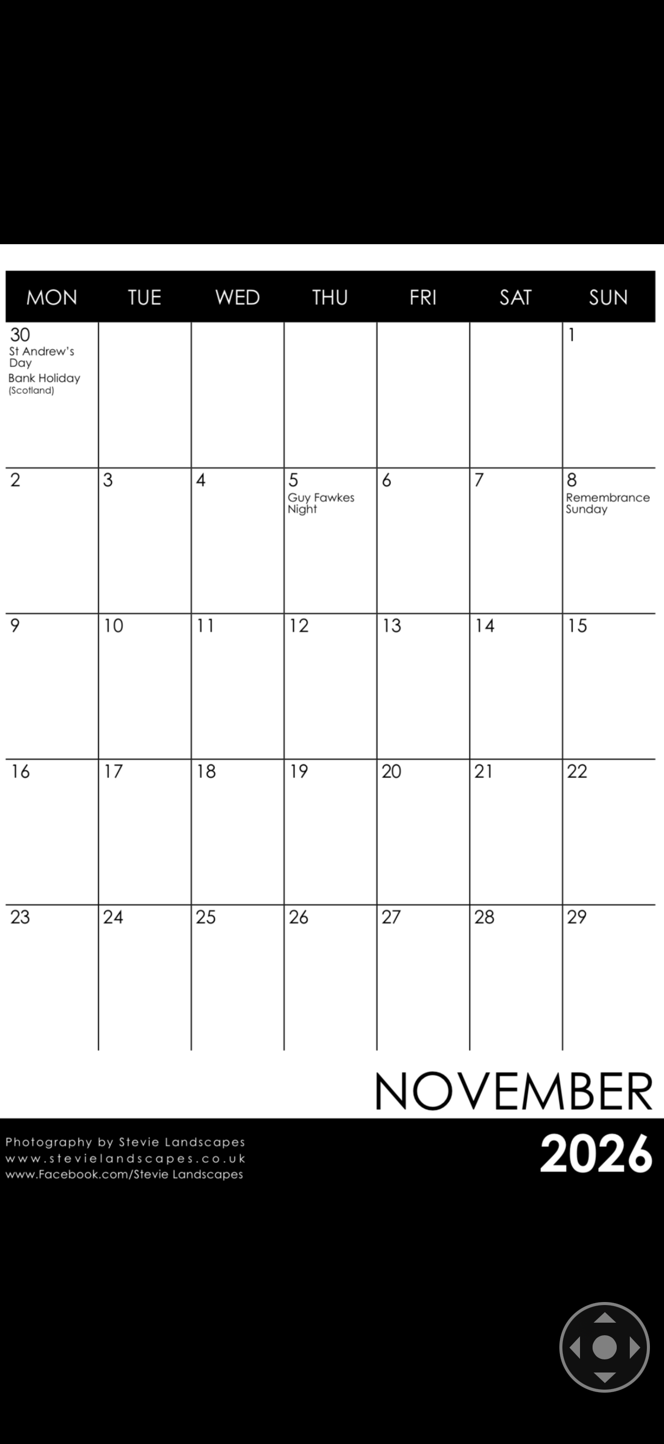 Stevielandscapes 2026 calendar of north east England with free A5 Print of Sycamore Gap in the golden hour.