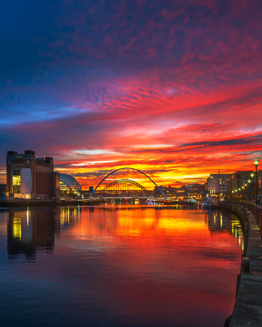 Incredible sunset over Newcastle.