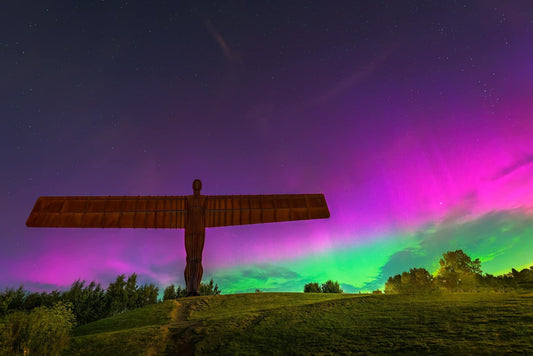 Aurora at the Angel of the North.