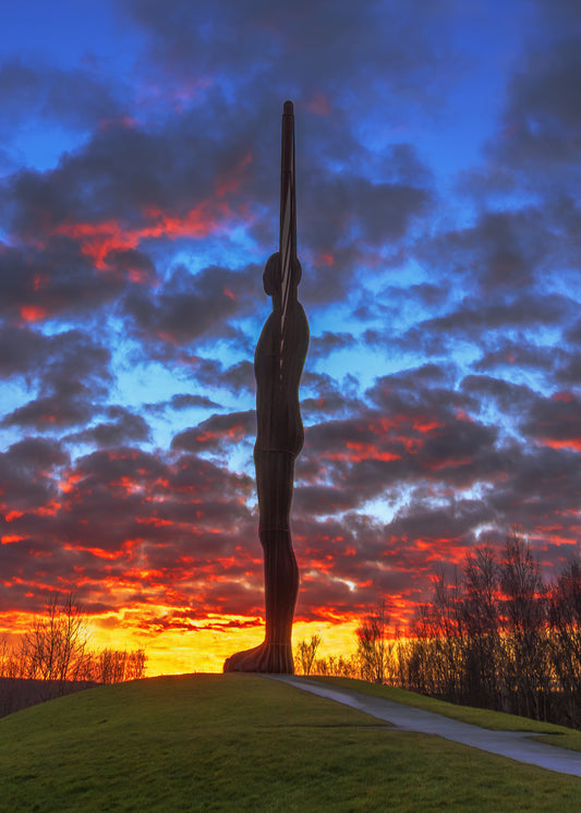 Beautiful sunset sky at the Angel of the North.