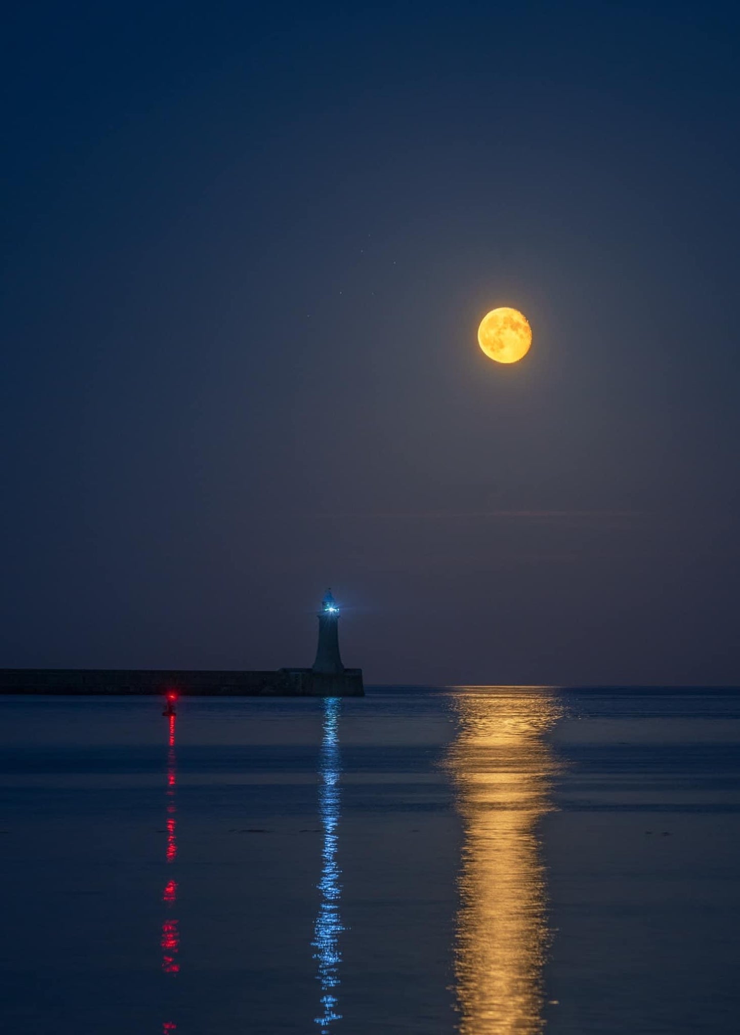 Serene moonlight scene from the Mouth of the Tyne.