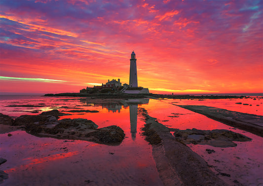 Vibrant sunrise colours at St. Mary’s Lighthouse.