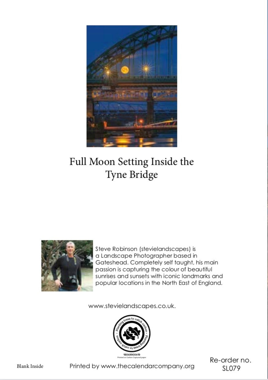 Full moon setting inside the Tyne bridge.
