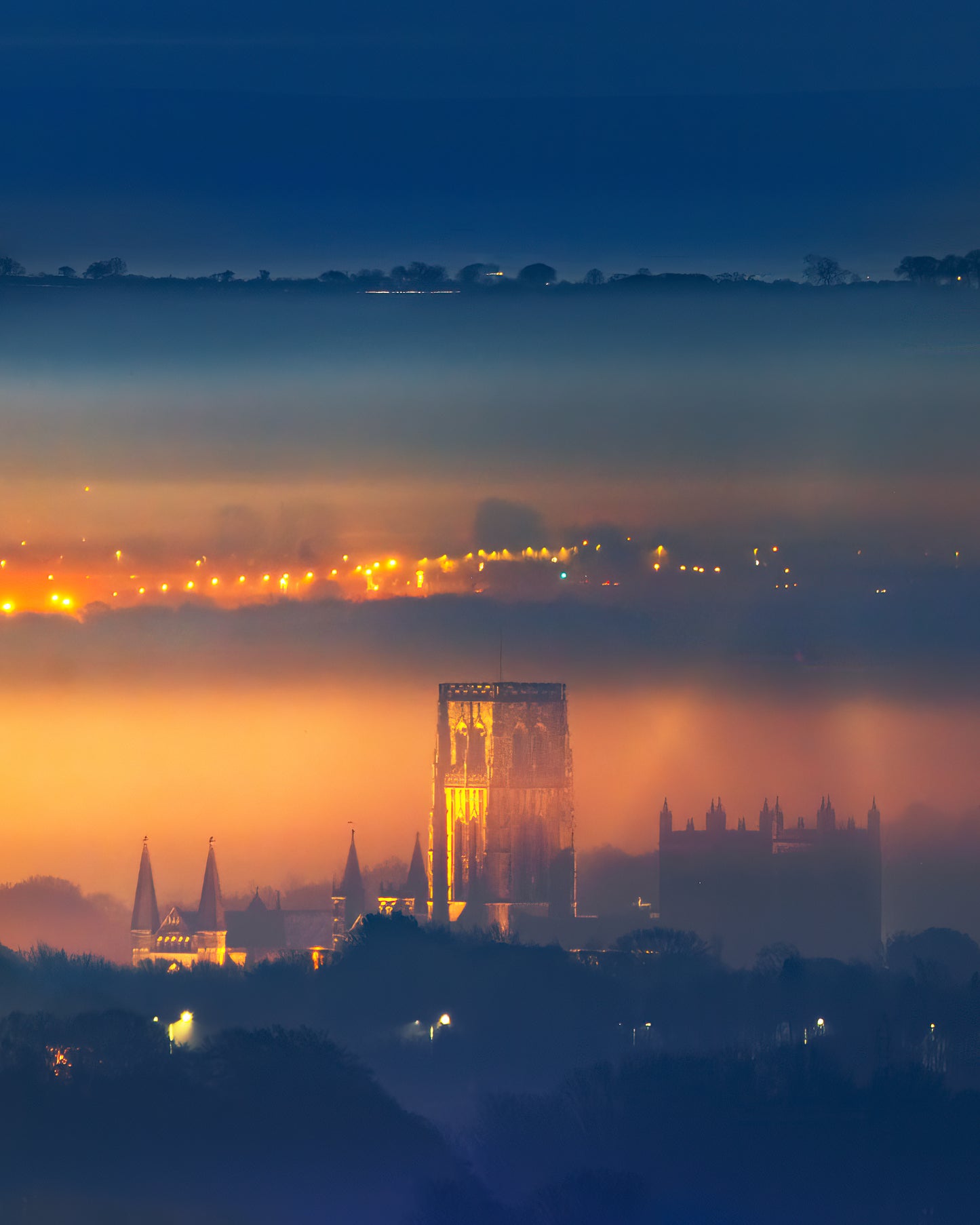 Durham Cathedral Glowing in the evening mist.