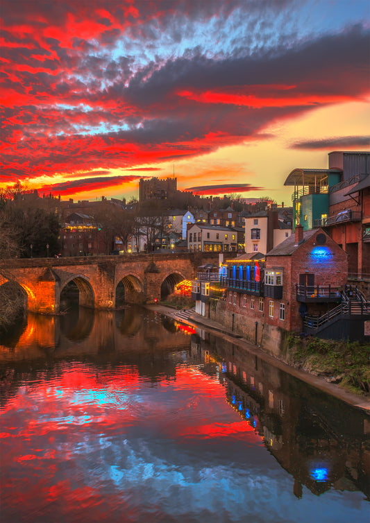 A spectacular sunset sky over Durham.