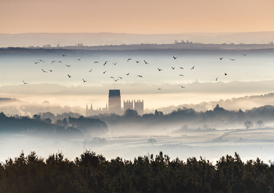 An ethereal misty scene looking towards  Durham Cathedral.