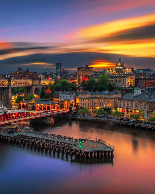 A long exposure view from The Tyne Bridge during a beautiful sunset.