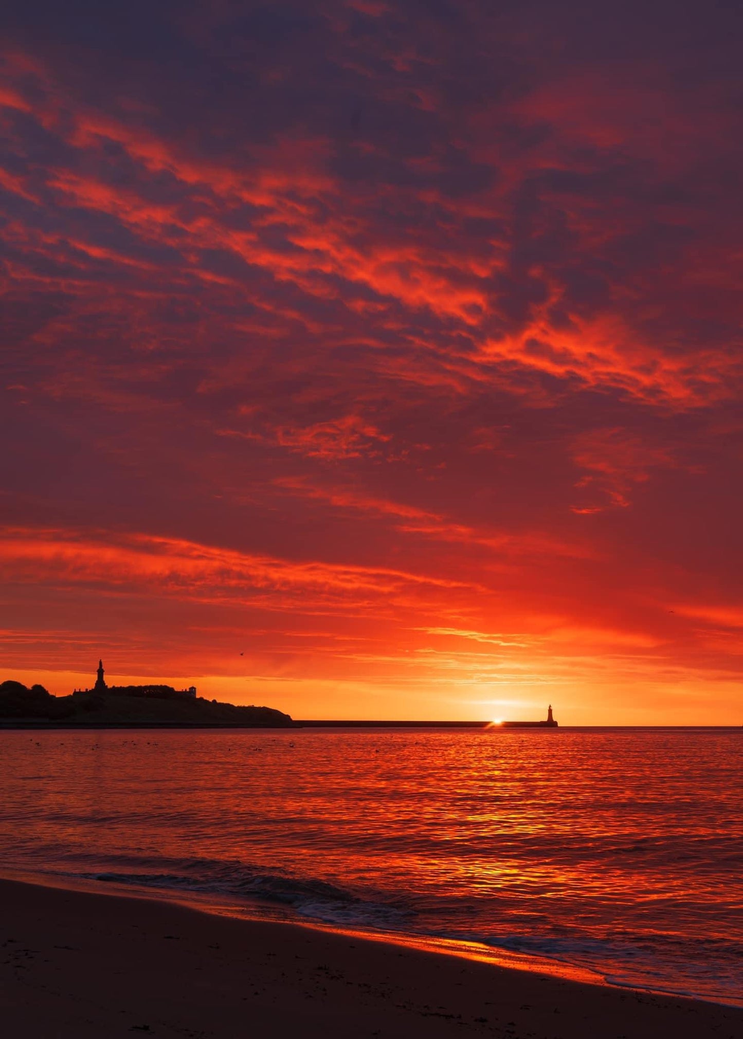 An extraordinary sunrise from the mouth of the Tyne.