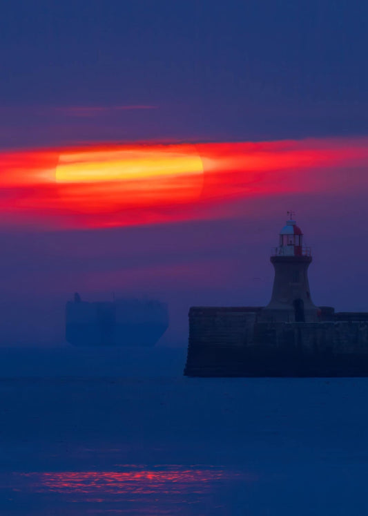 Sunrise and a ghost ship at Tynemouth