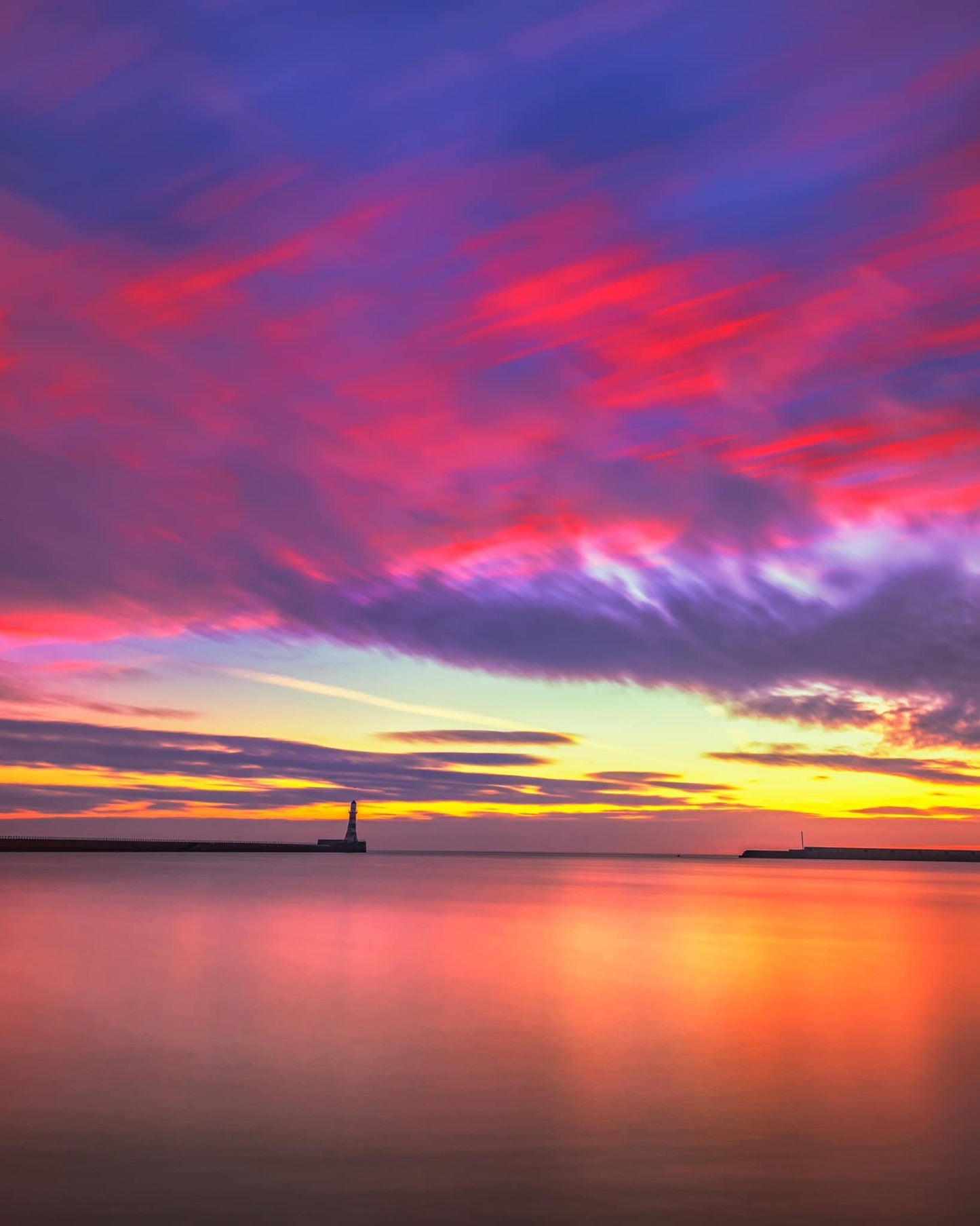 Roker sunrise with all the colours of the rainbow.