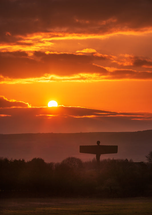 Glorious golden Sunset over the Angel of the North
