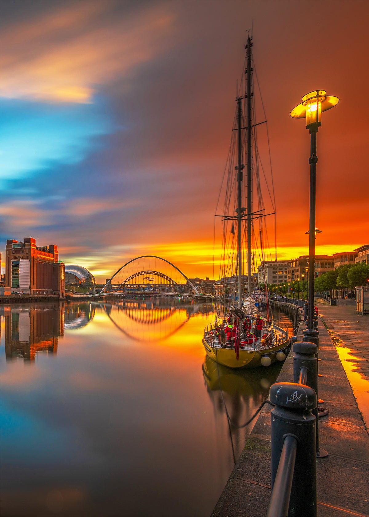 Beautiful sunset skies over Newcastle Quayside after the rain.
