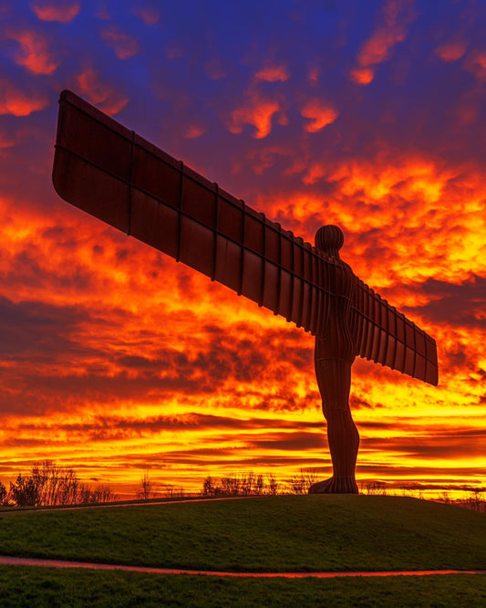 Glorious sunset at the Angel of the North.