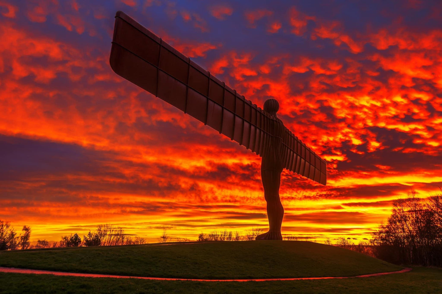 Striking sunset at the Angel of the North