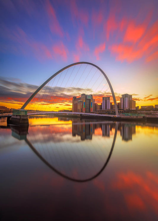 Long exposure of a Beautiful sunrise over Gateshead Millennium Bridge.