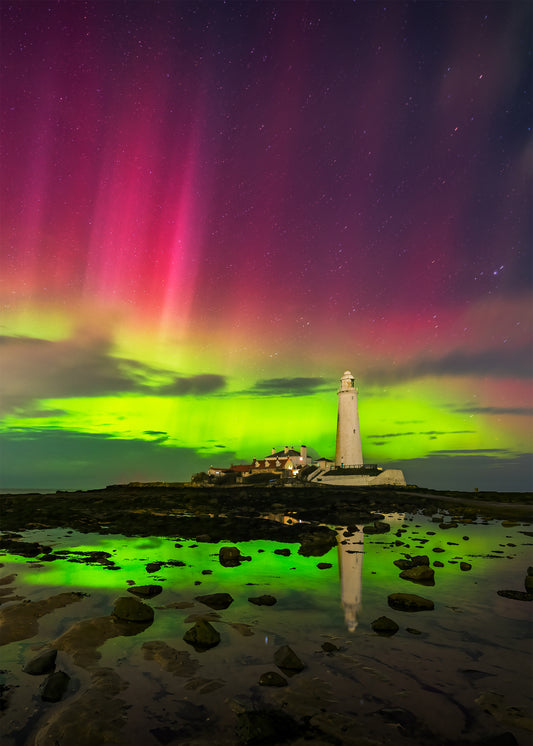 Beautiful Aurora at St. Mary's Lighthouse