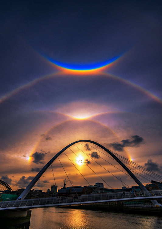 Sun arc weather phenomenon over the Millennium Bridge